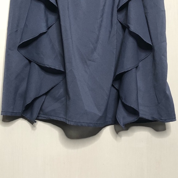 Doe & Rae Blue Grey Ruffle Racerback Skater Dress - Picture 4 of 6